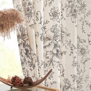 lot 11356 image: jinchan Floral Curtains for Living Room 84 Inch Length Farmhouse Printed Curtain Rod Pocket Back Tab Black Peony Flower Patterned Drapes Bedroom Window Curtains Set 2 Panels 25% Linen 75% Polyester
