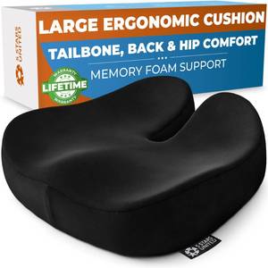 lot 11361 image: 5 STARS UNITED Seat Cushion - Memory Foam Chair Cushion for Tailbone Pain Relief - Ergonomic Support for Coccyx, Sciatica & Butt - Office, Desk & Gaming Chair, Car Seat, Wheelchair, Black Suede