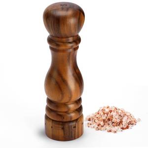 lot 11378 image: Aurevit Wooden Salt Grinder, Manual Salt Mill with External Adjustable Coarseness, Refillable Salt Shaker with Acacia Wood Body, 9 Tall