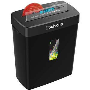 lot 11384 image: Woolsche Paper Shredder,10-Sheet Cross Cut with 3.43-Gallon Basket, P-4 Security Level,3-Mode Design - Shreds CD and Credit Card,Durable,Fast and Jam Proof for Home Office (ETL Certified)