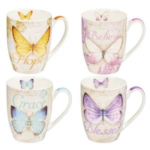 lot 11385 image: Christian Art Gifts Ceramic Mug Set-Butterflies (Set Of 4)