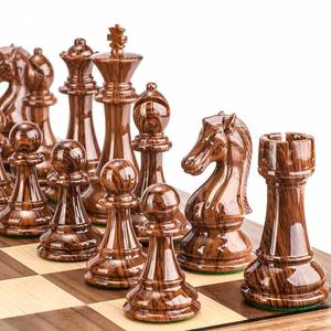 lot 11397 image: AMEROUS High Polymer Weighted Chess Pieces with 4.25 King - 2 Extra Queens - Gift Package, Standard Tournament Chessmen for Chess Board or Replacement of Missing Pieces (Chess Pieces Only)