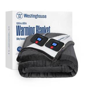 lot 11409 image: Westinghouse Electric Blanket King, Heated Blanket King Size with 10 Heating Levels and 1 to 12 Hours Heating Time Settings, Flannel to Sherpa Reversible, Machine Washable (90 x 100, Charcoal)