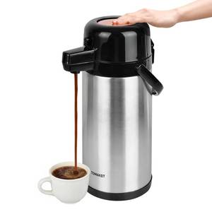 lot 11416 image: TOMAKEIT Airpot Coffee Carafe for Keeping Hot,102oz3L Coffee Dispenser Thermal with Pump,Insulated Stainless Steel Hot Beverage Dispenser for Parties,Thermal Carafe for Hot Drinks Water Tea Chocolate (Used)