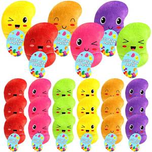 lot 11420 image: Mooliwe 24 Sets Easter Plush Jelly Beans with Prayer Card Soft Stuffed Easter Beans Bulk Religious Basket Filler Religious Gift for Kids Classroom Exchange Gifts Prizes Party Favors, 6 Colors