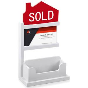 lot 11424 image: Weysat Real Estate Business Card Holder Wooden Display Stand Farmhouse Business Card Organizer Real Estate Agent Gifts Supplies for Office Reception(White)