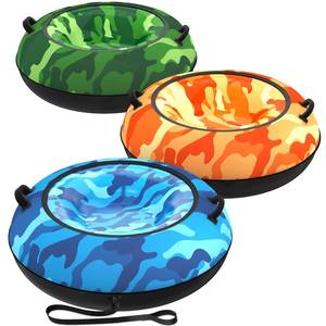 lot 11441 image: Toffos 37 x3 Snow Tube with Premium Oxford Fabric Cover, Heavy Duty Snow Sled for Adults with Thickened Bottom, 3 Clolorful Inflatable Cold Resistance Sledding Toboggan Winter Outdoor Skiing Fun