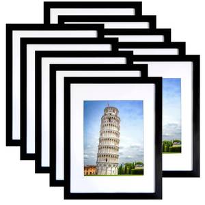 lot 11447 image: SESEAT 11x14 Picture Frame Set of 10, Display Pictures 8x10 With mat or 11x14 Prints Without Mat, Wall Mounting,Black