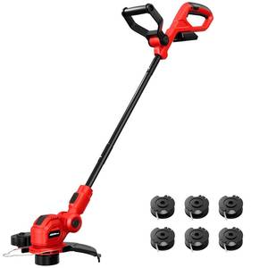 lot 11448 image: HEINPRO Cordless String Trimmer Compatible with Milwaukee M18 Battery, 12 Electric Weed Wacker, Auto Line Feed, Weed Eater Battery Powered Grass Trimmer, w 6 Line Spools, Red (Tool Only)