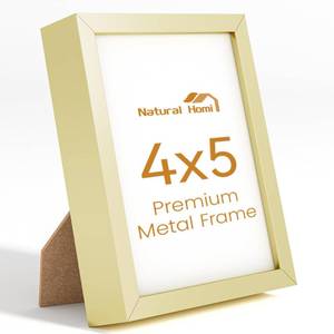 lot 11450 image: Natural Homi 7x9 Aluminum Metal Picture Frame,Tempered Glass Gold Photo Frame 7x9 for Family Photo,Posters,Art,Document to Wall Mount Horizontally or Vertically