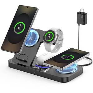 lot 11456 image: YiJYi Magnetic Wireless Charger for Samsung, 6 in 1 for Samsung Charging Station,30W Dual Phone with Auto-Switch 7-Color Light & Clock,for Samsung S26,for Galaxy Buds for Samsung Galaxy Watch