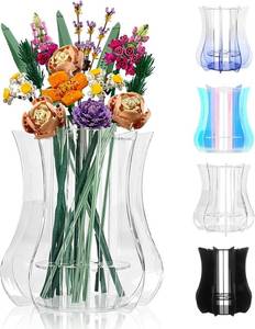 lot 11458 image: Vase for Lego Flowers Bouquet Upgraded, Acrylic Display Holder Compatible with Lego Botanical Collections Roses Sunflowers, for Lego Flower Building Set Lovers, Crystal Clear
