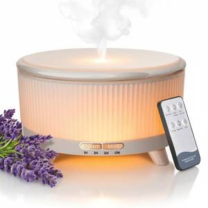 lot 11460 image: 500ML Large Capacity Essential Oil Diffuser, Ultrasonic Aromatherapy Diffuser with 7 Color LED Lights with Remote Control, Cool Mist Humidifier, Timed Mist, Auto Shut-Off (Minimalist White) (No Remote)