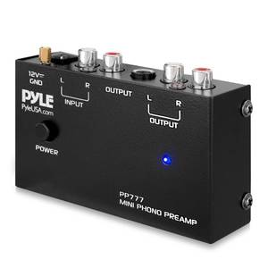 lot 11462 image: Pyle Mini Phono Turntable Preamp - Stereo Preamplifier with RCA InputOutput - Low Noise - Powered by 12V DC Adapter - Ideal for Vinyl & Phonographs - PP777