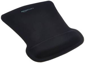 lot 11464 image: Amazon Basics Irregular Ergonomic Gel Computer Mouse Pad with Wrist Support for Pain Relief, Non-Slip, 10.1L x 8.1W inches, Black