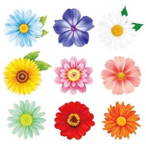 lot 12061 image: 54Pcs Spring Flower Cutouts Bulletin Board Decorations Summer Floral Paper Cutting for Classroom Back to School Party Home Wall Decor