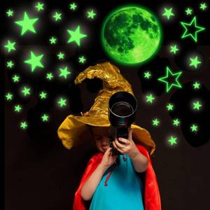 lot 12062 image: Glow Stars and Full Moon Wall Stickers for Starry Sky,Glowing Star Beautiful Wall Decals for Any Room,Beautiful Wall Decals for Kids Gift,Glow in The Dark Stars Light Your Ceiling