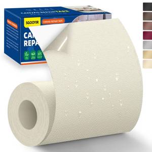 lot 12065 image: Self-Adhesive Canvas Repair Tape, 4 x 79 Waterproof Canvas Repair Patch, Fabric Patch Repairs Kit for Furniture, Tents, Sunbrellas, Boat Covers Awnings, Couches, Clothes, Bags Beige&White