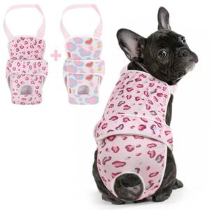 lot 12068 image: 2 Pcs Dog Diaper Suspenders Female, Washable Dog Panties for Dogs in Heat with Cute Leopard Print, Escape Proof Dog Underwear Diapers, Reusable Pet Sanitary Pantie for Small Medium Girl Dogs,M
