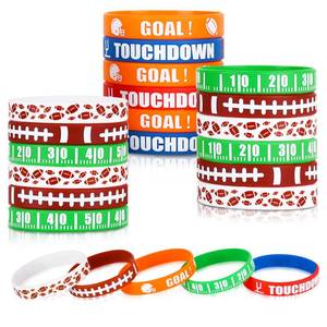 lot 12089 image: Gatherfun Football Wristband Silicone Bracelets Sport Themed Party Accessories Gift for football Tailgate Birthday Party Decorations Party Favors and Adults 35 Pack, 5 Designs