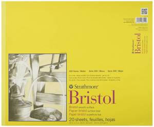 lot 12103 image: Strathmore 300 Series Bristol Paper Pad, Smooth, Tape Bound, 14x17 inches, 20 Sheets (100lb270g) - Artist Paper for Adults and Students - Markers, Pen and Ink
