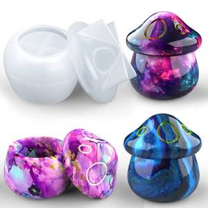 lot 12135 image: Juome Jar Resin Molds Silicone, Mushroom Jars Silicone Molds with Lid for Epoxy Resin Casting for DIY Jewelry Storage Box, Candy Container, Home Decoration
