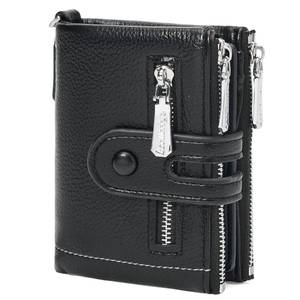 lot 12143 image: BVEOGMRO Small Womens Wallet Bifold Card Holder with 2 Zipper Coin Pockets Chain Wallet for Women Soft Leather