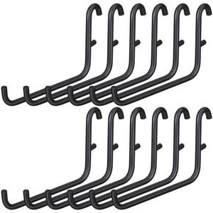 lot 12151 image: GlikCeil 12 Pcs Pegboard Hooks, 6 x 9.5 Centimeters, Black Pegboard Accessories Compatible with IKEASkadis Long Metal Storage Hooks for Home Office Indoor Tool Supply