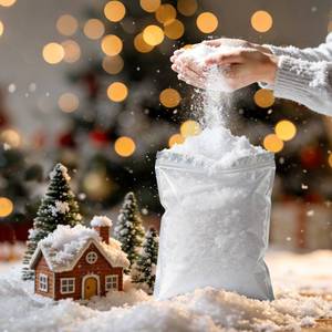 lot 12158 image: Cyanlxora Fake Snow for Christmas Village, 12oz Instant Snow Powder Makes 5 Gallons Fake Artificial Snow Powder Decor, DIY Crafts, Holiday & Winter Xmas Decorations (Leaking)