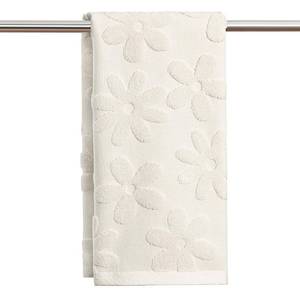 lot 12160 image: Artoid Mode 1 Pc Beige 3D Floral Jacquard Spring Hand Towels for Bathroom, 100% Cotton Soft Absorbent Bathroom Decor Towels, 13.7 x 29.5 Inch