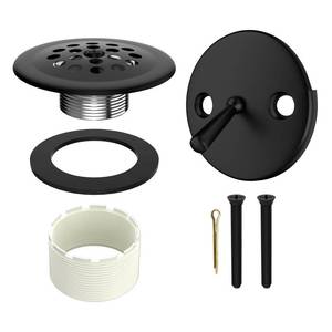 lot 12169 image: Paikalo Trip Lever Tub Drain Kit, Bathtub Drains Stopper Replacement Set with Trip Lever Overflow Faceplate, Strainer, No Putty Gasket and Matching Screws (Matte Black)