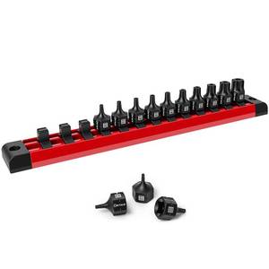 lot 12170 image: 38 Drive Stubby Hex Bit Socket Set, 13PCS Impact Torx Socket Set, TT10 to TT70, Anti-Roll Design S2 Steel for Impact Use