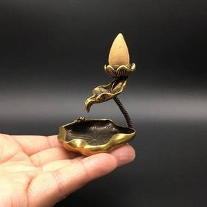 lot 12193 image: OwMell Lotus Backflow Incense Holder, Vintage Brass Lotus Waterfall Incense Burner, Aromatherapy Ornament Home Decor - Frog