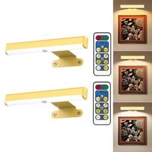 lot 12199 image: 2Pack Wireless Picture Light with Remote,Battery Operated Wall Sconces for Wall Decor,3 Color Timer&Dimmable Paintings Light LED Art Display Lamp Picture Frame Light for Artwork Posters Gallery-Gold (No Remote)