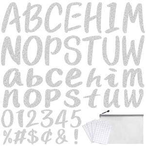 lot 12216 image: 273 Pcs 4 Inch Glitter Bulletin Board Letters Set - Poster Board Letter Cutouts with Alphabet, Symbols, Numbers, Storage Bag - Classroom Decor, DIY Projects, Teacher Supplies, Office (Silver)