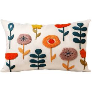 lot 12230 image: Kokaaee Embroidered Lumbar Pillow Cover - 20x12 Decorative Pillow Cover with Zipper Aesthetic Cute Design Boho Spring Summer Cozy Throw Pillowcase for Living Room Couch Sofa Bed, Plants