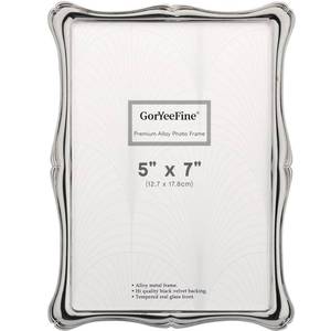 lot 12233 image: GorYeeFine Silver 5x7 Premium Alloy Picture Frame,Luxury High-End Decor 7x5 Photo Frames with Real Glass and Velvet Backing,for Tabletop or Wall Hanging