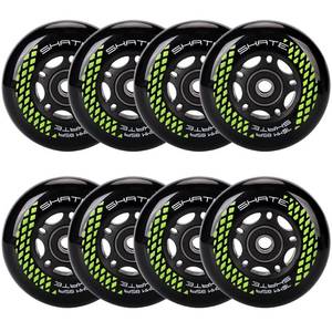 lot 12234 image: 8 Pack Inline Skate Wheels 72mm, 76mm, 80mm - ABEC9 Bearing - 85A Durometer PU - Compatible with Rollerblade, Roller Derby, K2 Skate