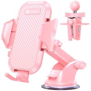 lot 12242 image: VICSEED Pink Phone Holders for Your Car, True Military-Grade Shockproof Strongest Suction Power, 3-in-1 Dashboard Windshield Vent, Truck Boat Stand Cell Phone Mount for iPhone Android All Phones