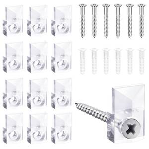 lot 12249 image: BAGTeck 22 Sets of Mirror Holder Clips Kit,Crystal Clear Plastic Mirror Clip,Mirror Holder Clips Glass Retainer Clips Kit,Mirror Hanging Kit with Screws and Fixed Mirror Box Door(Classic Style)