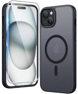 lot 12267 image: FNTCASE for iPhone 15 Case Matte iPhone 1413 Case Magnetic Phone Cases with Screen Protector Compatible with Magsafe Slim Anti Yellowing Rugged Protective Translucent Cell Cover (C-Black)