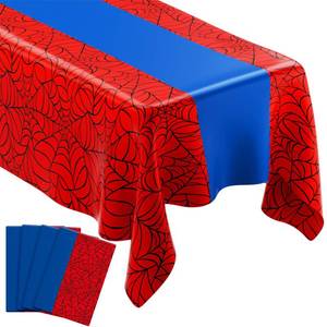 lot 12268 image: Remagr 3 Pcs 54 x 108 Inch Spider Birthday Party Tablecloth Plastic Disposable Hero Table Cover Large Red and Blue Plastic Rectangular Tablecloth for Birthday Party Decorations Supplies (Red,Blue)