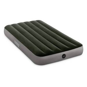 lot 13932 image: Intex 64777E Dura-Beam Standard Prestige Air Mattress Fiber-Tech - Twin Size - Hand-Held Battery Pump - 10in Bed Height - 300lb Weight Capacity