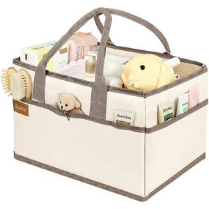 lot 13934 image: Resovo Baby Diaper Caddy Organizer with Handle, Baby Shower Gifts Basket, Nursery Storage Organizer for Newborn, Newborn Essentials Registry Must Have, Portable Car Caddy Organizer for Diapers