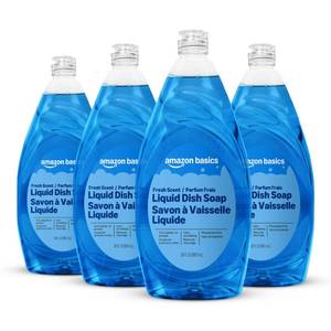 lot 13941 image: Amazon Basics Dish Soap, Fresh Scent, 30 fl oz, Pack of 4, Packaging May Vary