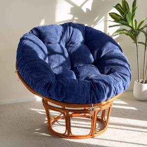lot 13943 image: HIGOGOGO Papasan Chair Cushion with Corduroy Cover (Without Chair), 48 x 48 Inch Supportive Cushion, Overstuffed Chair Cushion,Dark Blue