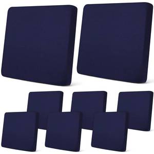 lot 13944 image: Newwiee 8Pcs Patio Cushion Covers Stretch Outdoor Cushion Cover Replacement for Patio Furniture Sofa Couch Slipcovers, Soft Flexibility Washable Furniture Protector(Waterproof Pure,Navy)