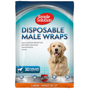 lot 13961 image: Simple Solution Disposable Dog Diapers for Male Dogs - Large - 30 Count