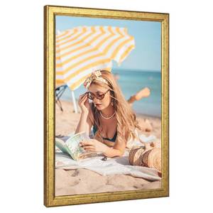 lot 13964 image: MOUDAMION Wood 10x14 Frame Gold, Ornate Natural 14x10in Poster Picture Frame, Modern Golden 10 x 14inch Gallery Wall Photo Frame with HD Plexiglass, Horizontal Vertical Wall Mounting Display 1pcs