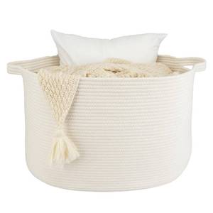 lot 13967 image: XUANGUO Extra Large Cotton Rope Basket Blankets Basket Living Room 22x14 Toy Basket for Kids Dogs Rope Storage Basket for Nursery Woven Laundry Basket for Clothes Towels Baby Toy Storage round white
